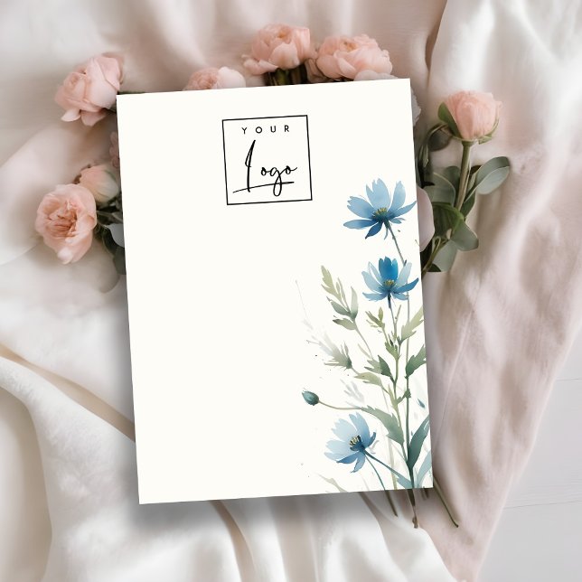 Dusky Blue Wildflower Blank Jewellery Logo Display Business Card (Creator Uploaded)