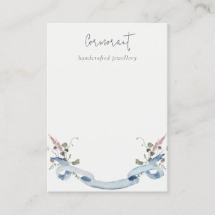 Dusky Blue Wildflower Ribbon Blank Jewellery Holde Business Card