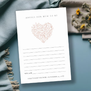 Dusky Blush Flora Heart Advice for Mum Baby Shower Enclosure Card