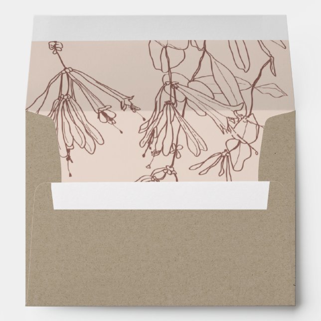 DUSKY BLUSH KRAFT LINE DRAWING FLORAL ADDRESS ENVELOPE (Back (Bottom))