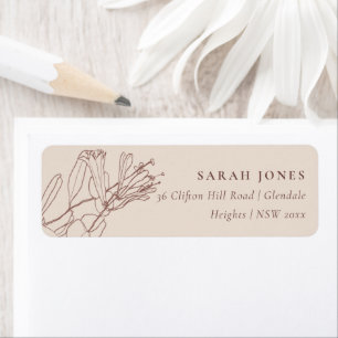 DUSKY BLUSH TERRACOTTA LINE DRAWING FLORAL ADDRESS