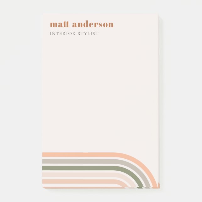 Dusky Bold Retro Rainbow Desert Chic Blush Rust Post-it Notes (Front)