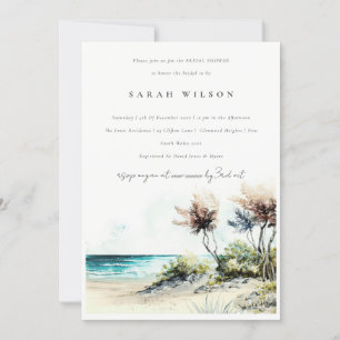 Dusky Coastal Palm Beach Seascape Bridal Shower Invitation