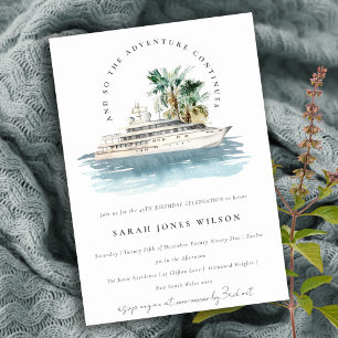 Dusky Cruise Ship Palm Seascape Any Age Birthday Invitation