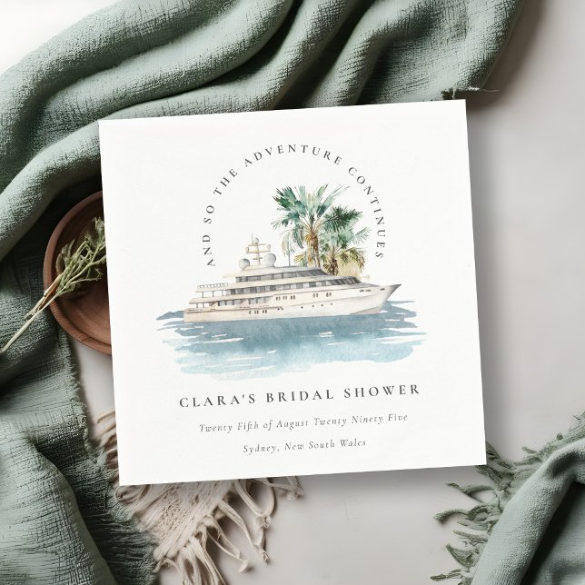 Dusky Cruise Ship Palm Seascape Bridal Shower Napkin (Creator Uploaded)