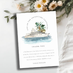 Dusky Cruise Ship Palm Seascape Bridal Shower Thank You Card