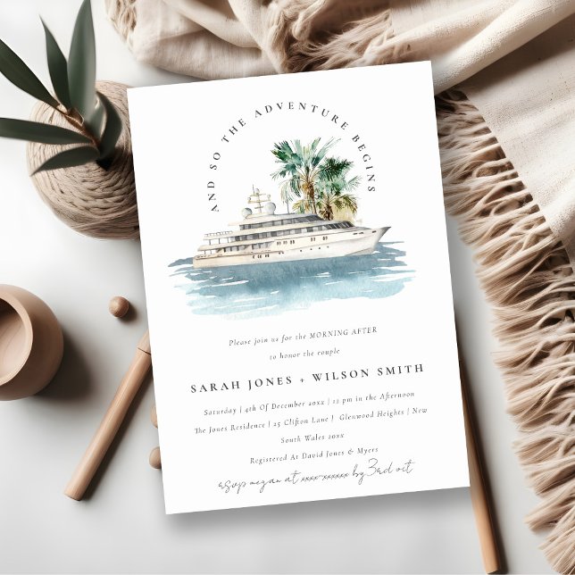 Dusky Cruise Ship Palm Seascape Morning After Invitation (Creator Uploaded)