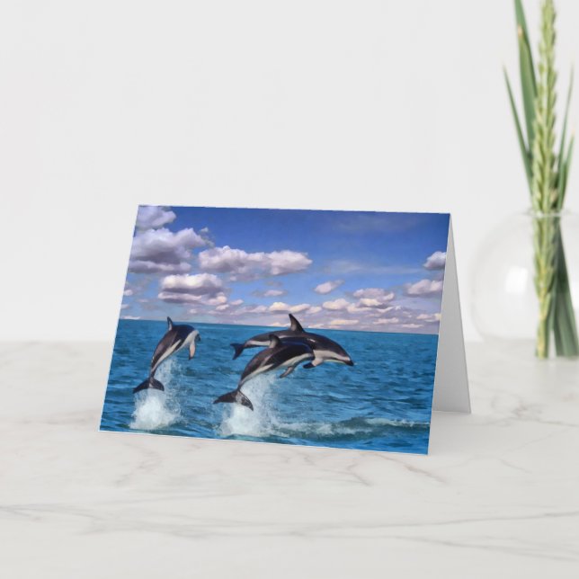 Dusky Dolphins at Play Thank You Card (Front)