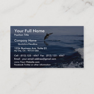 Dusky dolphins, side view, nose dive business card