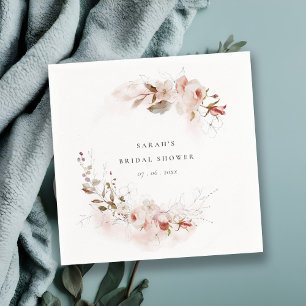 Dusky Fall Marsala Blush Floral Bridal Shower Napkin