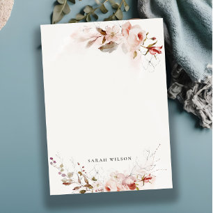 Dusky Fall Marsala Blush Floral Watercolor Wedding Card