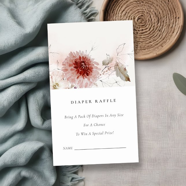 Dusky Fall Marsala Flora Diaper Raffle Baby Shower Enclosure Card (Creator Uploaded)