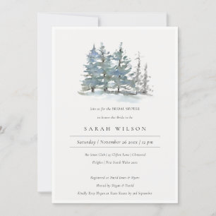 Dusky Green Blue Pine Woods Bridal Shower Invite
