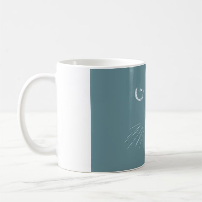 Dusky green cat pattern coffee mug (Left)