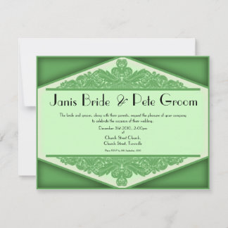 Dusky Green Vintage, wedding invitation