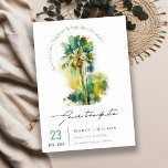 Dusky Green Yellow Tropical Watercolor Palm Trees Save The Date<br><div class="desc">Dusky Green Tropical Watercolor Palm Trees Theme Collection.- it's an elegant script watercolor Illustration of tropical palm tress perfect for your tropical beachy wedding & parties. It’s very easy to customise,  with your personal details. If you need any other matching product or customisation,  kindly message via Zazzle.</div>