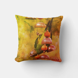 Dusky Headed Conure Parrot Upside Down Abstract Cushion