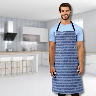 Dusky Indigo Glitter Style Horizontal Stripes Apron