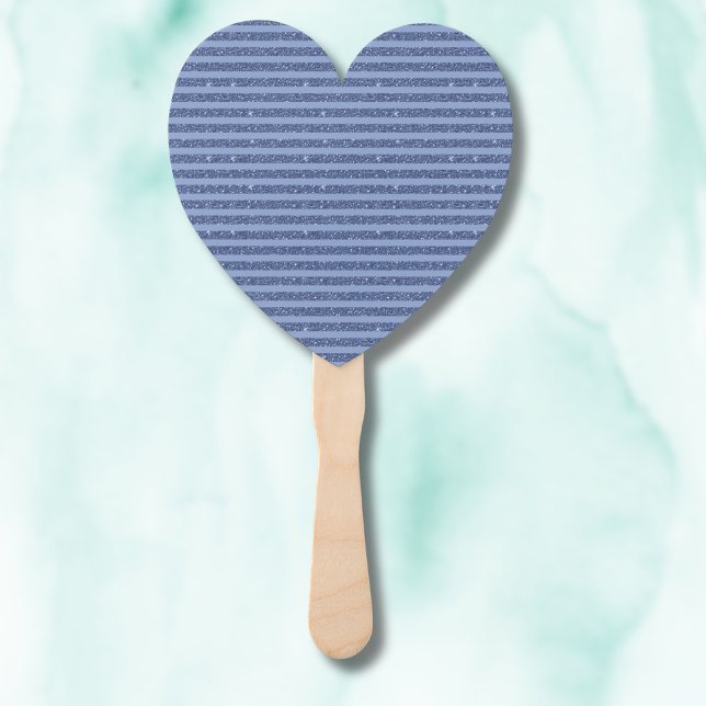 Dusky Indigo Glitter Style Horizontal Stripes Hand Fan (Creator Uploaded)