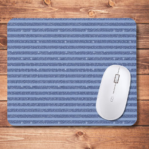 Dusky Indigo Glitter Style Horizontal Stripes Mouse Mat