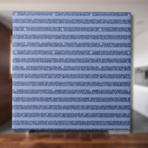Dusky Indigo Glitter Style Horizontal Stripes Tile