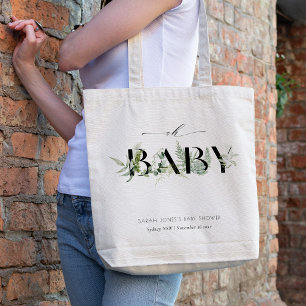 Dusky Leafy Fern Succulent Oh Baby Shower Tote Bag