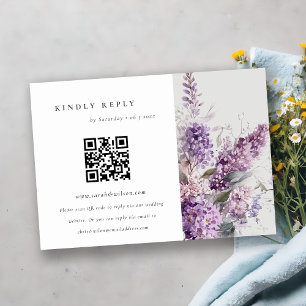 Dusky Lilac Cottage Floral Wedding QR Code RSVP Enclosure Card