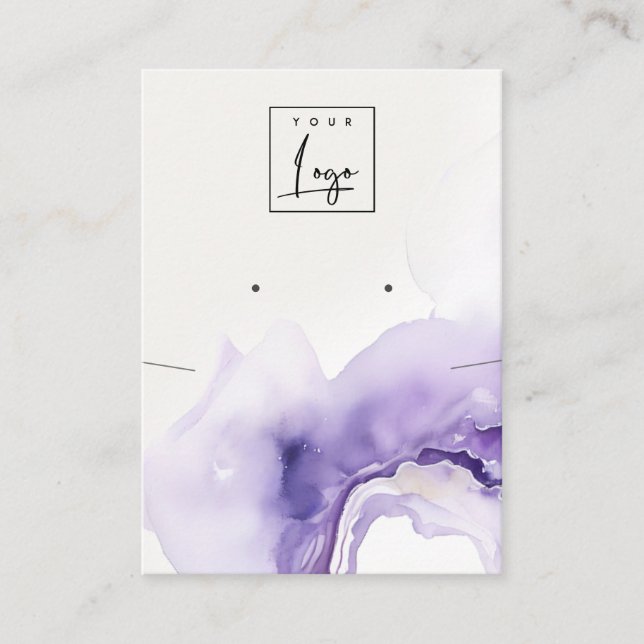 Dusky Lilac Watercolor Agate Necklace Earring Logo Business Card (Front)