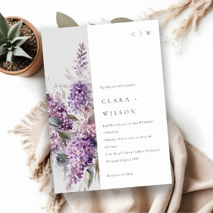 Dusky Lilac Watercolor Cottage Floral Wedding Invitation