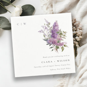Dusky Lilac Watercolor Cottage Floral Wedding Napkin