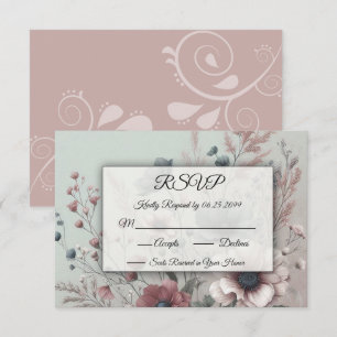  Dusky Petals and Soft Serenity Floral RSVP Card