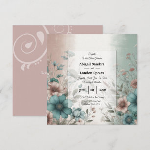 Dusky Petals and Soft Serenity Floral Wedding Invitation