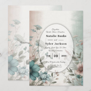 Dusky Petals and Soft Serenity Floral Wedding Invitation