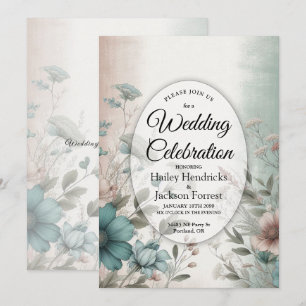 Dusky Petals and Soft Serenity Floral Wedding Invitation