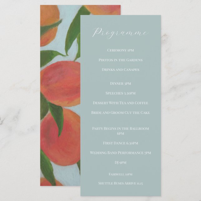 Dusky Pink and Green Floral back Wedding Programme (Front/Back)