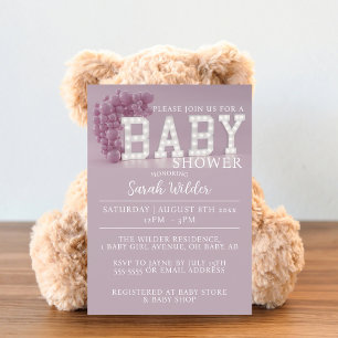 Dusky Pink Balloon Baby Shower Invitation