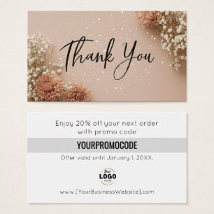 Dusky Pink Botanical Thank You Discount Cards