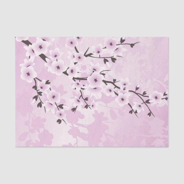 Dusky Pink Cherry Blossom Asia Floral Tissue Paper (Front)