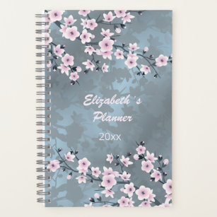 Dusky Pink Dusty Blue Cherry Blossom Name Year  Notebook