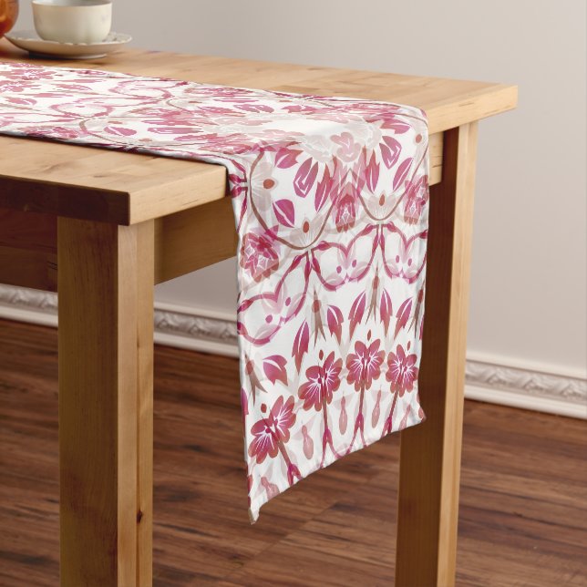 Dusky Pink Floral Mandala Medium Table Runner (In Situ)