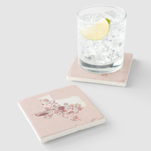 Dusky Pink Floral Texas Stone Coaster