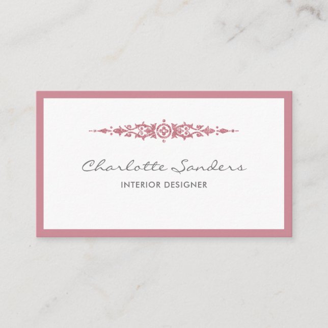 Dusky pink luxury minimal chic modern typography business card (Front)