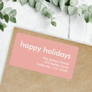 Dusky Pink   Minimal Modern Christmas Address Label