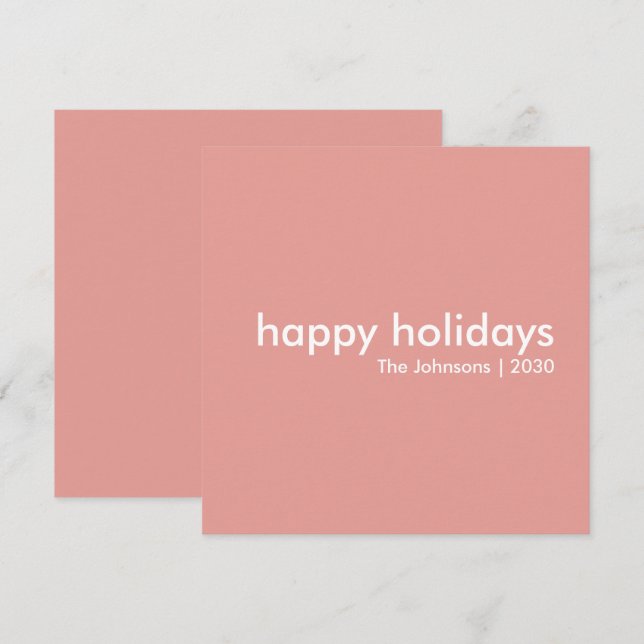 Dusky Pink | Minimal Modern Feminine Christmas Holiday Card (Front/Back)