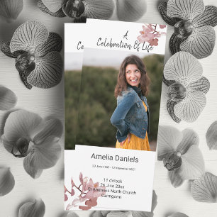 Dusky Pink Orchid Celebration Of Life Photo Card