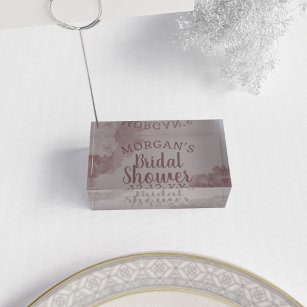 Dusky Pink Roses Bridal Shower Table Card Holder