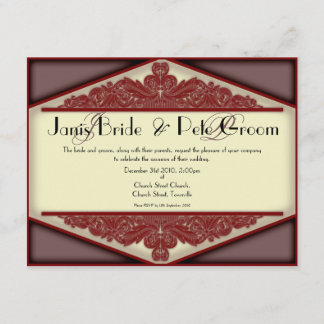 Dusky Pink Vintage-monogrammed, wedding invitation