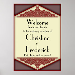 Dusky Pink Vintage, reception welcome poster
