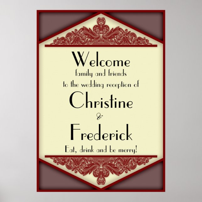 Dusky Pink Vintage, reception welcome poster (Front)
