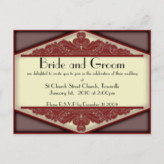 Dusky Pink Vintage, wedding invitation postcard